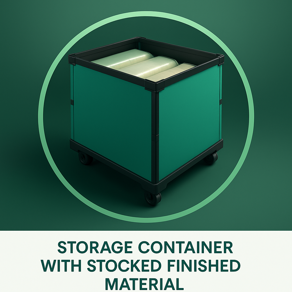 Storage Container with Stocked Finished Material